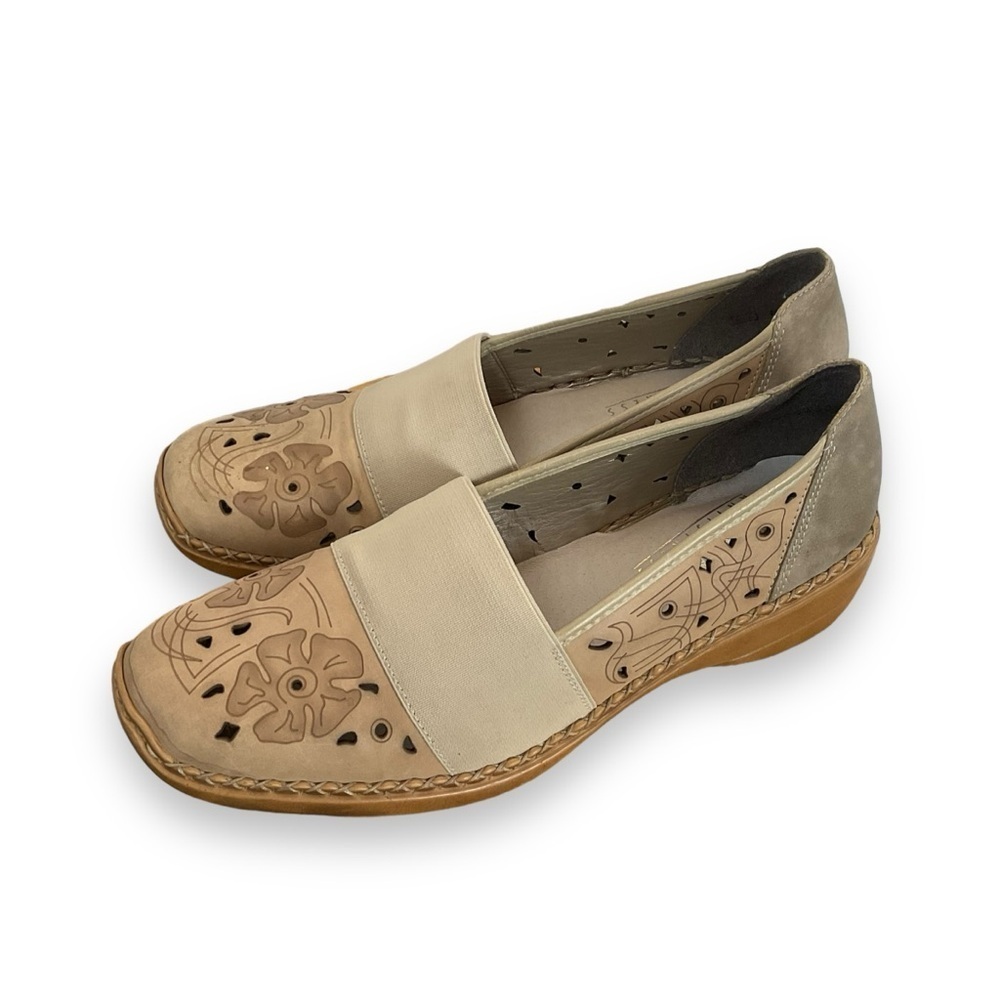 Rieker Shoes Leather Comfort Flats Slip On Neutral Beige Tan Taupe Size‎ 9